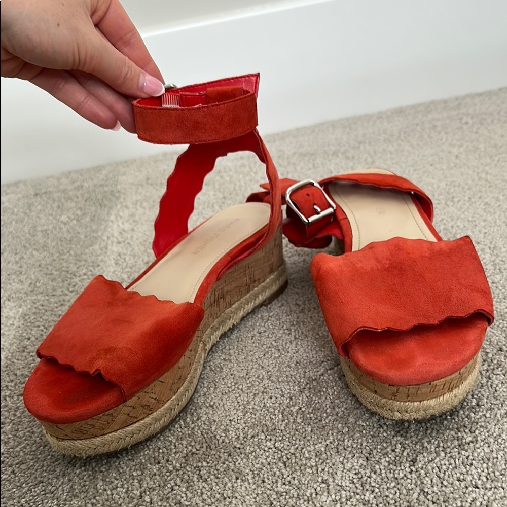 Marc Fisher Red Espadrille Platform Sandals